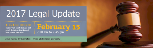 Join Richmond Society of Human Resource Management for a Legal Update Workshop on 2/15 @ 7:30 am